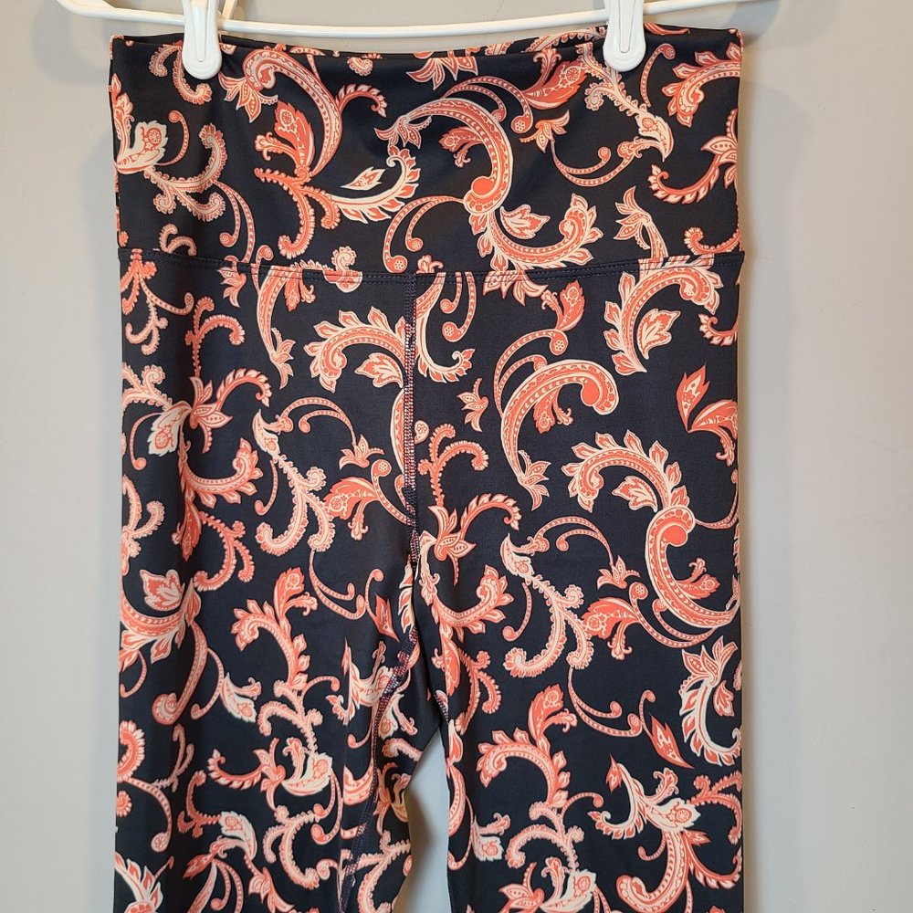 Beach Riot Leggings Black Orange Paisley Womens Extra Large - Picture 2 of 10